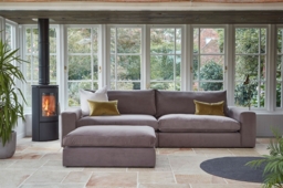 Cream Fabric U Shaped Sofa - Modren U Shape Corner Custom Sofa - Purley Range - thumbnail 6