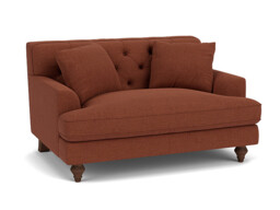 Red Velvet Loveseat Armchair - Traditional Snuggler Cuddler Custom Arm Chair In Easy Clean Velvet - Charnwood Range