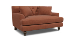 Red Velvet Loveseat Armchair - Traditional Snuggler Cuddler Custom Arm Chair In Easy Clean Velvet - Charnwood Range