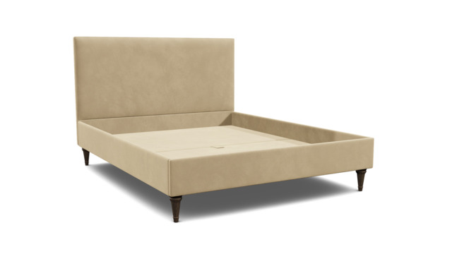 Cream Fabric King Size Bed Frame - Traditional Low End With Large Headboard - Yarnmouth Range - image 1