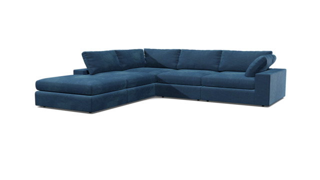 Blue Velvet Large Corner Sofa - Modern Style Corner Custom Sofa In Easy Clean Velvet - Purley Range - image 1