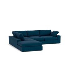 Blue Velvet Large Corner Sofa - Modern Style Corner Custom Sofa In Easy Clean Velvet - Purley Range - thumbnail 1