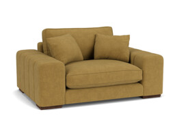 Yellow Velvet Loveseat Armchair - Modern Snuggle Cuddler Custom Arm Chair In Stain Resistant Velvet - Epping Range - thumbnail 1