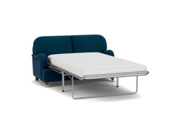 Blue Velvet 2 Seater Sofabed - Traditional Fold Out Custom Sofa Bed In Easy Clean Velvet - Helston Range