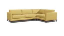 Yellow Velvet 4 Seater Right Corner Sofa - Modern Style Custom Sofa In Stain Resistant Velvet - Darwin Range
