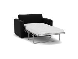 Black Velvet Loveseat Armchair Sofabed - Modern Pull Out Chair Bed In Easy Clean Velvet - Bromley Range - thumbnail 1