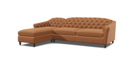 Orange 3.5 Seater Corner Sofa - Traditional Chesterfield Style Fabric Luxury Premium Corner Sofa - Payton Range