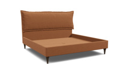 Orange Velvet Emperor Size Bed Frame - Traditional Low End With Large Headboard In Stain Resistant Velvet - Lyndhurst Range