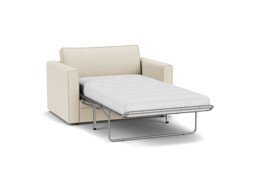 White Chenille Loveseat Armchair Sofabed - Modern Pull Out Chair Bed In Stain Resistant Chenille - Bromley Range