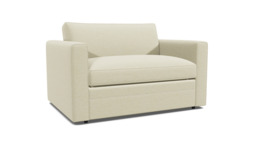 White Chenille Loveseat Armchair Sofabed - Modern Pull Out Chair Bed In Stain Resistant Chenille - Bromley Range - thumbnail 1