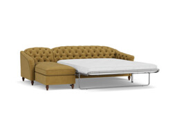 Sophisticated Payton Yellow 3.5 Seater Versatile Chaise Sofa Bed, Deep Button Detailing and Customisable - Darlings of Chelsea
