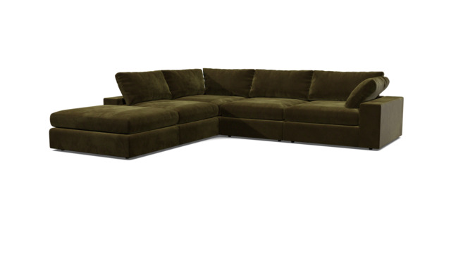 Green Linen Large Corner Sofa - Modern Style Corner Custom Sofa - Purley Range - image 1
