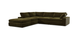 Green Linen Large Corner Sofa - Modern Style Corner Custom Sofa - Purley Range - thumbnail 1