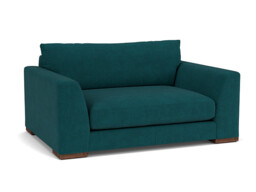 Teal Velvet Loveseat Armchair - Modern Snuggle Cuddler Custom Arm Chair In Stain Resistant Velvet - Kingston Range - thumbnail 1