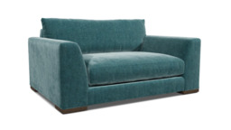 Teal Velvet Loveseat Armchair - Modern Snuggle Cuddler Custom Arm Chair In Stain Resistant Velvet - Kingston Range - thumbnail 1