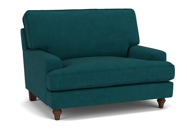 Teal Velvet Loveseat Armchair - Modern Snuggle Cuddler Custom Arm Chair In Stain Resistant Velvet - Whinfell Range - image 1