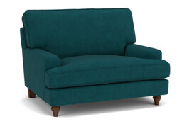 Teal Velvet Loveseat Armchair - Modern Snuggle Cuddler Custom Arm Chair In Stain Resistant Velvet - Whinfell Range