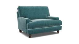 Teal Velvet Loveseat Armchair - Modern Snuggle Cuddler Custom Arm Chair In Stain Resistant Velvet - Whinfell Range