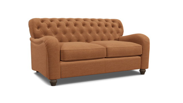 Orange Velvet 2 Seater Sofabed - Traditional Button Back Custom Sofa In Stain Resistant Velvet - Bakewell Range - image 1