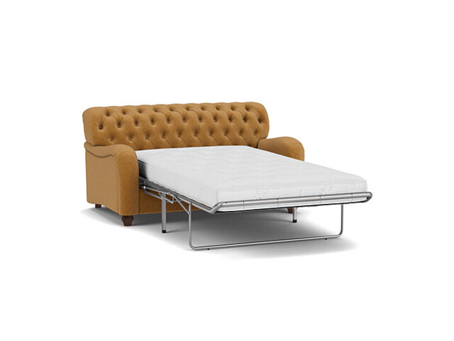 Orange Velvet 2 Seater Sofabed - Traditional Button Back Custom Sofa In Stain Resistant Velvet - Bakewell Range - image 1