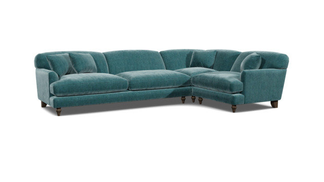 Teal Velvet 4 Seater Right Corner Sofa - Traditional Style Custom Sofa In Stain Resistant Velvet - Galloway Range - image 1