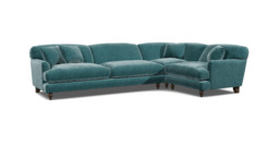 Teal Velvet 4 Seater Right Corner Sofa - Traditional Style Custom Sofa In Stain Resistant Velvet - Galloway Range - thumbnail 1