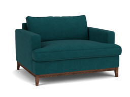 Teal Velvet Loveseat Armchair - Modern Snuggle Cuddler Custom Arm Chair In Stain Resistant Velvet - Oakham Range - thumbnail 1
