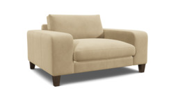 Cream Fabric Loveseat Armchair - Modern Snuggle Cuddler Custom Arm Chair - Kingly Range