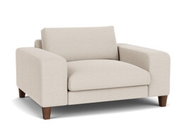 Cream Fabric Loveseat Armchair - Modern Snuggle Cuddler Custom Arm Chair - Kingly Range