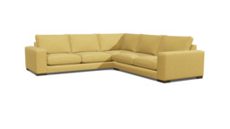 Yellow Velvet 4 Seater Corner Sofa - Modern Style Custom Sofa In Stain Resistant Velvet - Ashdown Range - thumbnail 1