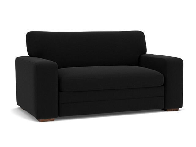 Black Velvet Loveseat Armchair - Modern Snuggle Cuddler Custom Arm Chair In Easy Clean Velvet - Sloane Range - image 1
