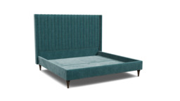 Teal Velvet Emperor Size Bed Frame - Modern Style Bed With Headboard In Stain Resistant Velvet - Wokingham Range - thumbnail 1