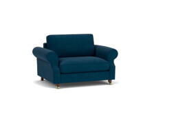 Blue Velvet Loveseat Armchair Sofabed - Traditional Style Single Chair Bed In Easy Clean Velvet - Kendal Range - thumbnail 1