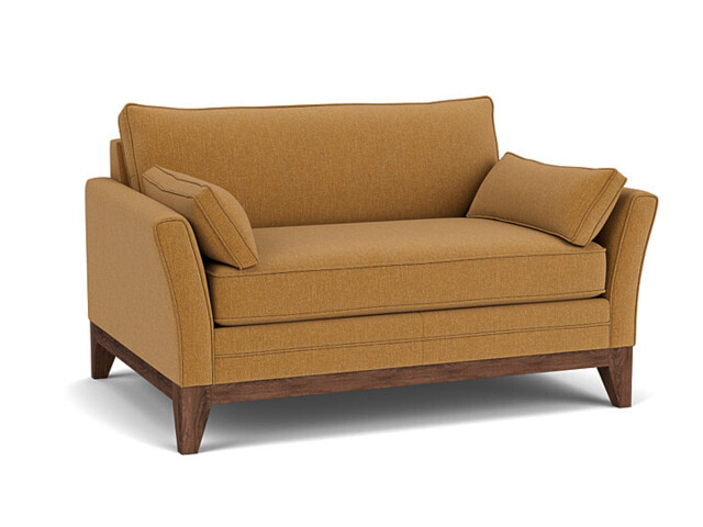 Orange Velvet Loveseat Armchair - Modern Snuggle Cuddler Custom Arm Chair In Stain Resistant Velvet - Exmouth Range - image 1