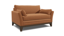 Orange Velvet Loveseat Armchair - Modern Snuggle Cuddler Custom Arm Chair In Stain Resistant Velvet - Exmouth Range