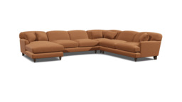 Orange Velvet U Shaped Sofa - Traditional U Shape Corner Custom Sofa In Stain Resistant Velvet - Galloway Range - thumbnail 1