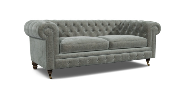 Grey Fabric 3 Seater Sofa - Traditional Chesterfield Style Custom Sofa In Easy Clean Fabric - Harrington Range - image 1