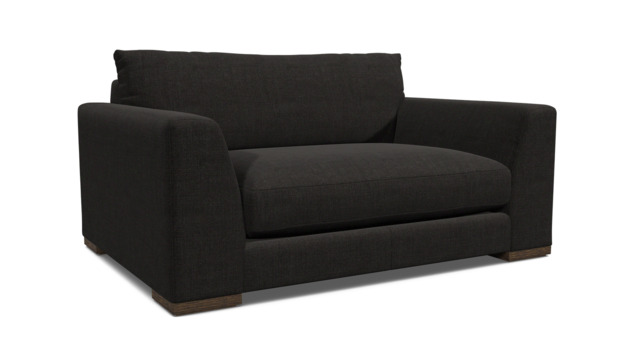 Black Velvet Loveseat Armchair - Modern Snuggle Cuddler Custom Arm Chair In Easy Clean Velvet - Kingston Range - image 1