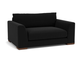 Black Velvet Loveseat Armchair - Modern Snuggle Cuddler Custom Arm Chair In Easy Clean Velvet - Kingston Range