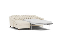 Sophisticated Payton White 2 Seater Versatile Chaise Sofa Bed, Deep Button Detailing and Customisable - Darlings of Chelsea - thumbnail 1