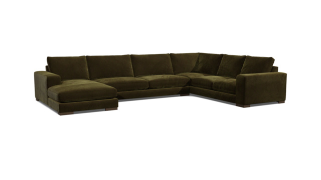 Green Linen U Shaped Sofa - Modren U Shape Corner Custom Sofa - Ashdown Range - image 1