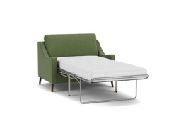 Green Linen Loveseat Armchair Sofabed - Modern Pull Out Chair Bed - Weymouth Range - thumbnail 1