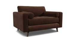 Brown Velvet Loveseat Armchair - Modern Snuggle Cuddler Custom Arm Chair In Easy Clean Velvet - Shoreditch Range