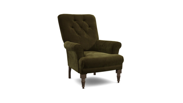 Green Linen Wingback Armchair - Traditional Accent Custom Arm Chair - Newlyn Range - image 1
