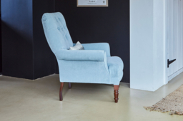 Green Linen Wingback Armchair - Traditional Accent Custom Arm Chair - Newlyn Range - thumbnail 2