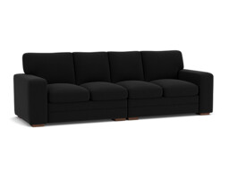 Black Velvet 4.5 Seater Sofa - Modern Style Custom Sofa In Easy Clean Velvet - Sloane Range - thumbnail 1