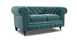 Teal Velvet 2 Seater Sofa - Traditional Chesterfield Style Custom Sofa In Stain Resistant Velvet - Harrington Range - thumbnail 1