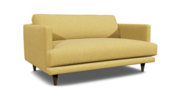Yellow Velvet Loveseat Armchair - Modern Snuggle Cuddler Custom Arm Chair In Stain Resistant Velvet - Middleton Range - thumbnail 1
