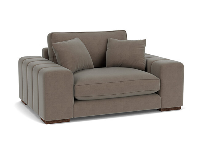 Brown Velvet Loveseat Armchair - Modern Snuggle Cuddler Custom Arm Chair In Easy Clean Velvet - Epping Range - image 1