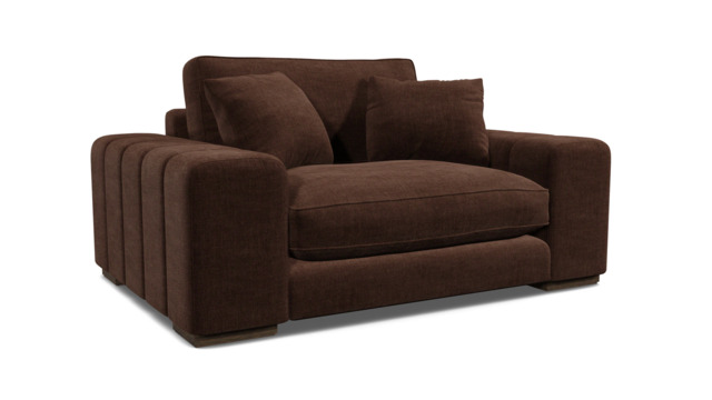 Brown Velvet Loveseat Armchair - Modern Snuggle Cuddler Custom Arm Chair In Easy Clean Velvet - Epping Range - image 1